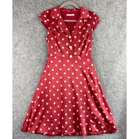 Betsey Johnson Dresses & Skirts - Vintage Betsey Johnson Silk Dress Womens Small Pink Polka‎ Dot Retro Whimsy USA